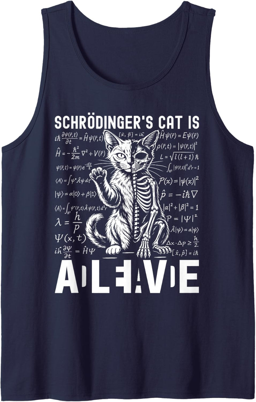 Schrodinger's Cat Dead and Alive Physics Sleeveless Tank Top - Navy Blue