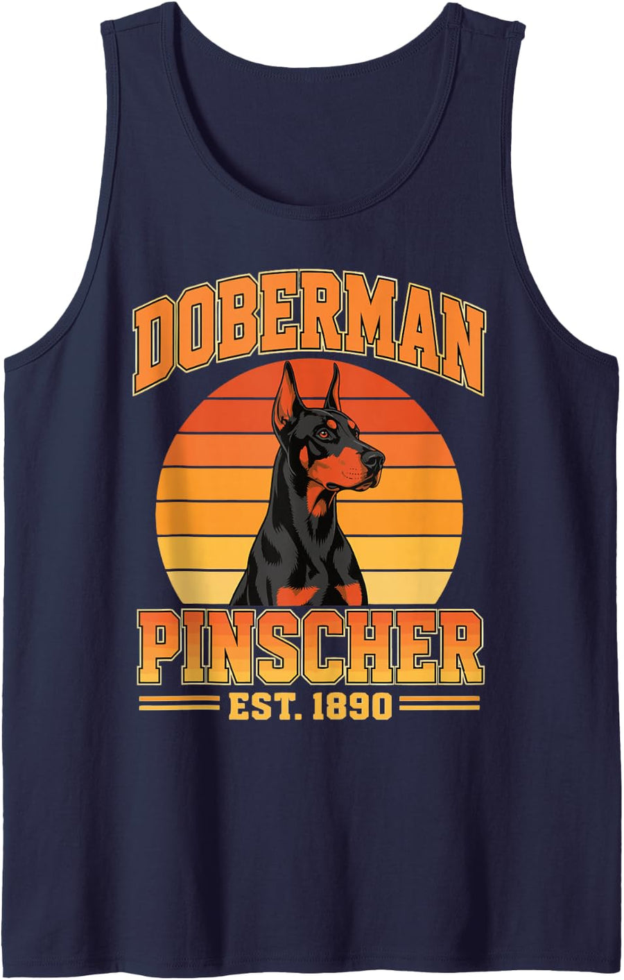 Retro Doberman Owner Mom Dad Doberman Pinscher Sleeveless Tank Top - Navy Blue