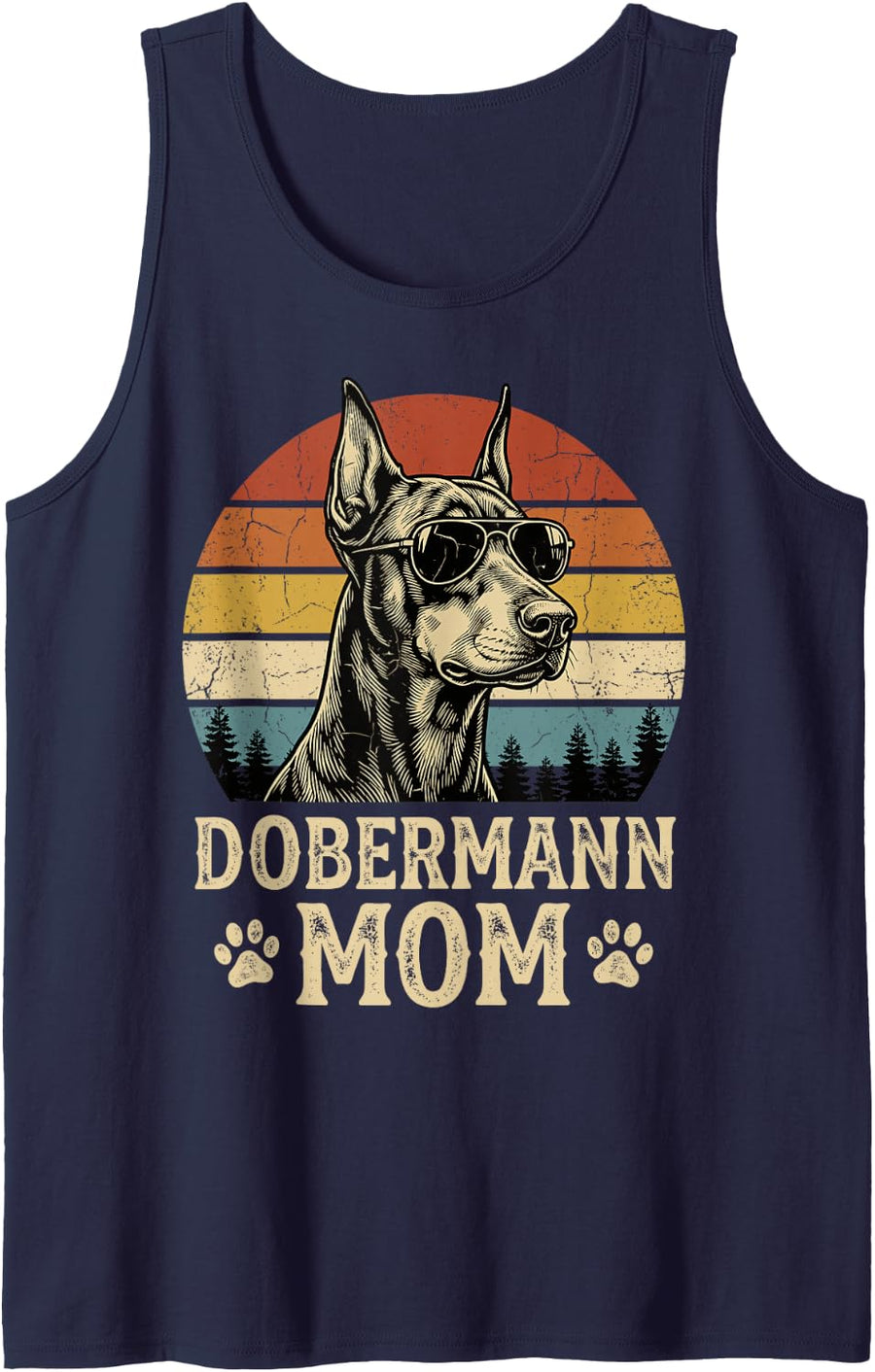 Dobermann Mom Sleeveless Tank Top - Navy Blue
