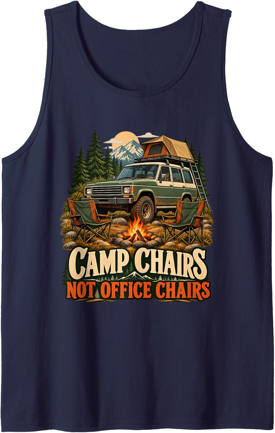 Camp Chairs Not Office Chairs Overlanding Camping Sleeveless Tank Top - Navy Blue