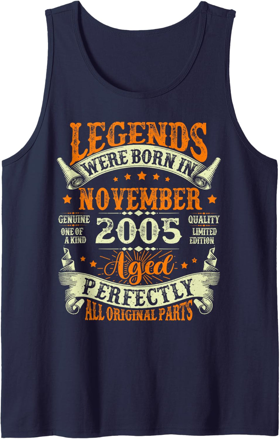Legends were Born in November 2005 21st Birthday Boy Men Sleeveless Tank Top - Navy Blue