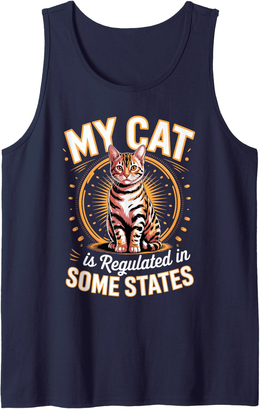 My Cat is Regulated in Some States Bengal Cat Sleeveless Tank Top - Navy Blue