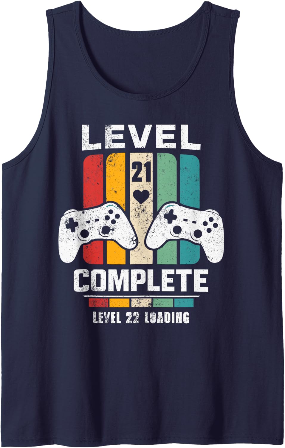 Vintage 21st Wedding Anniversary Him Her Level 21 Complete Sleeveless Tank Top - Navy Blue