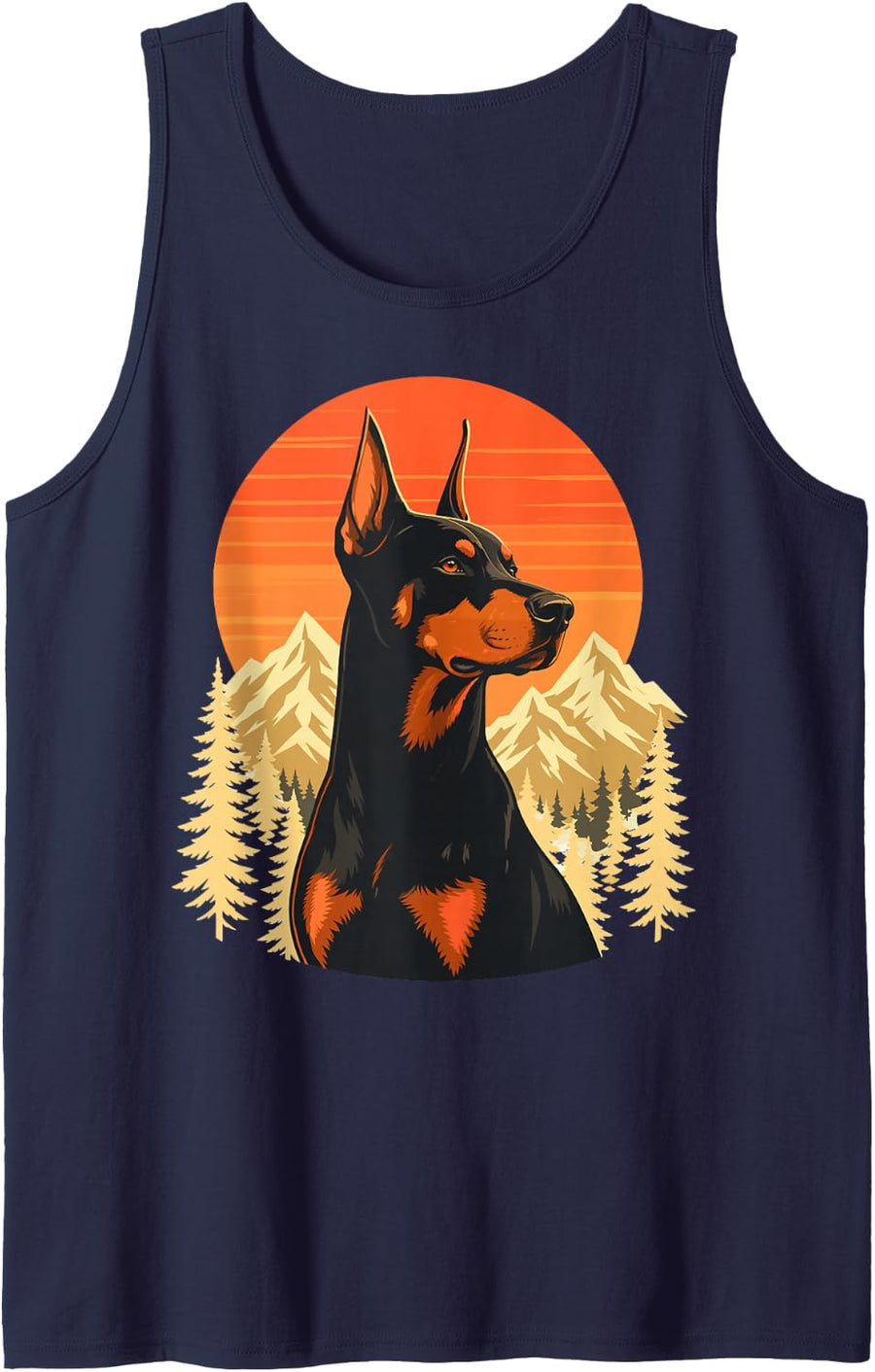 Vintage Doberman Pinscher Sleeveless Tank Top - Navy Blue