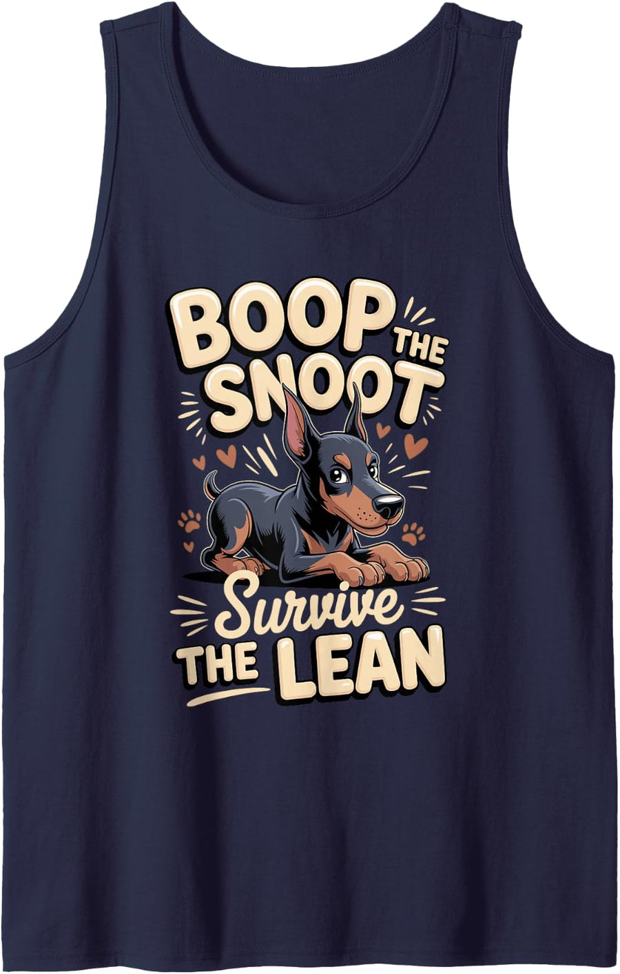Boop The Snoot Survive The Lean Doberman Dobie Dog Sleeveless Tank Top - Navy Blue
