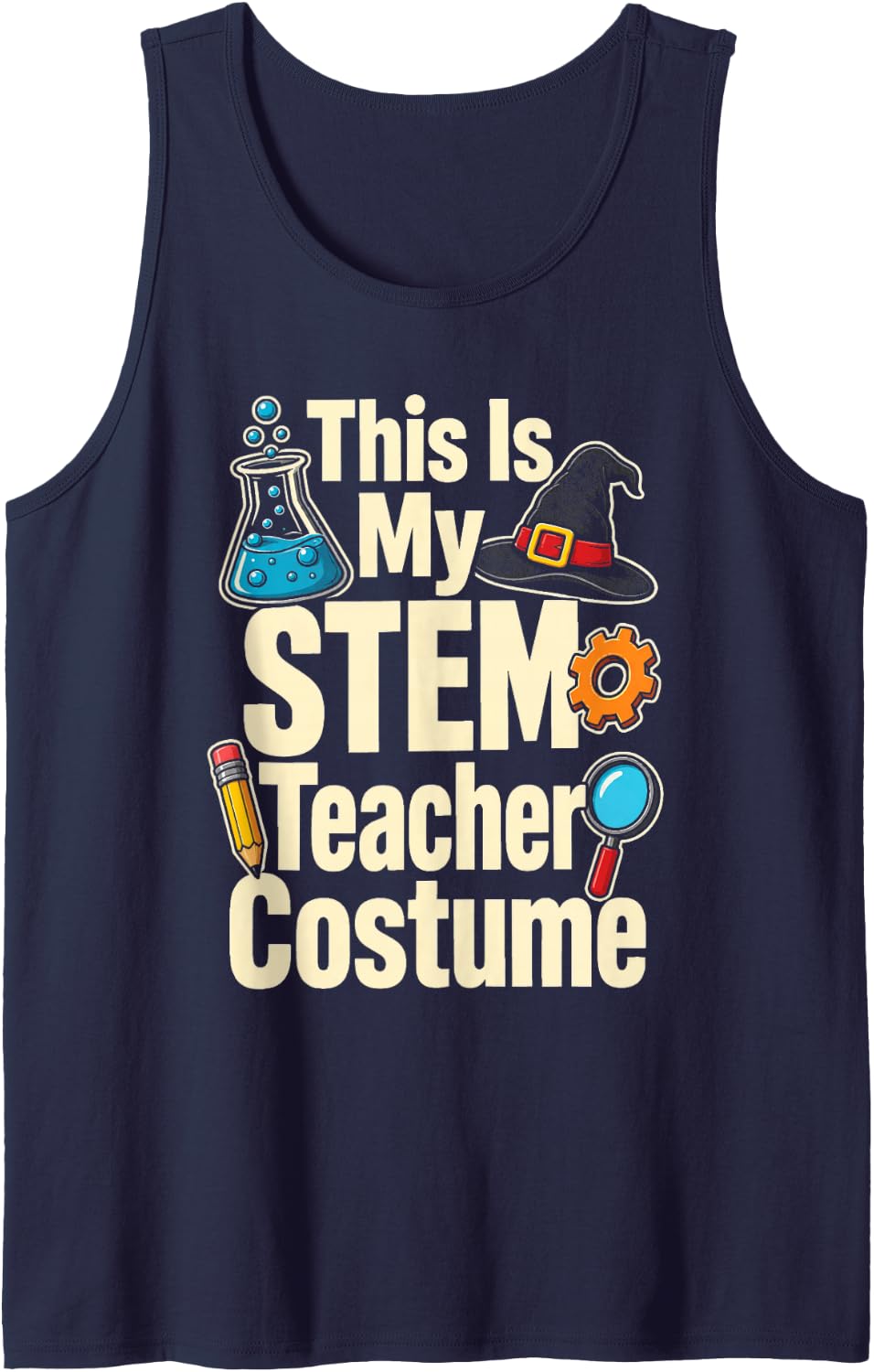 Elementary School STEM Science Teacher This is My Costume Sleeveless Tank Top - Navy Blue
