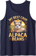 My Best Crop is Alpaca Beans Alpacas Sleeveless Tank Top - Navy Blue