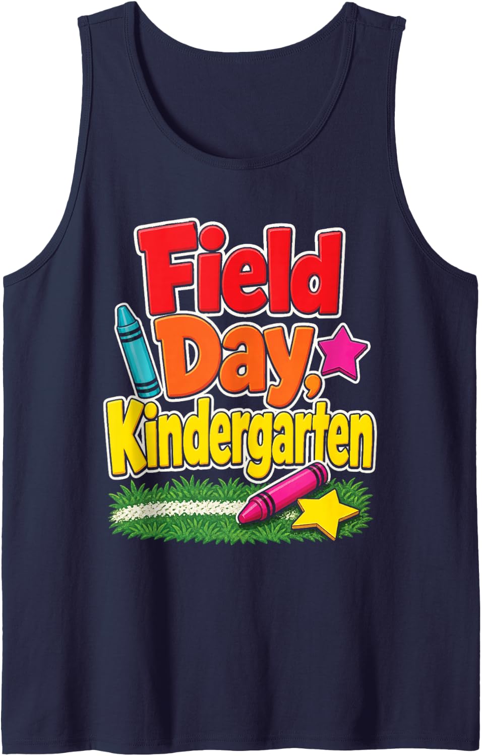Kindergarten Field Day Elementary School Star Kids Sleeveless Tank Top - Navy Blue