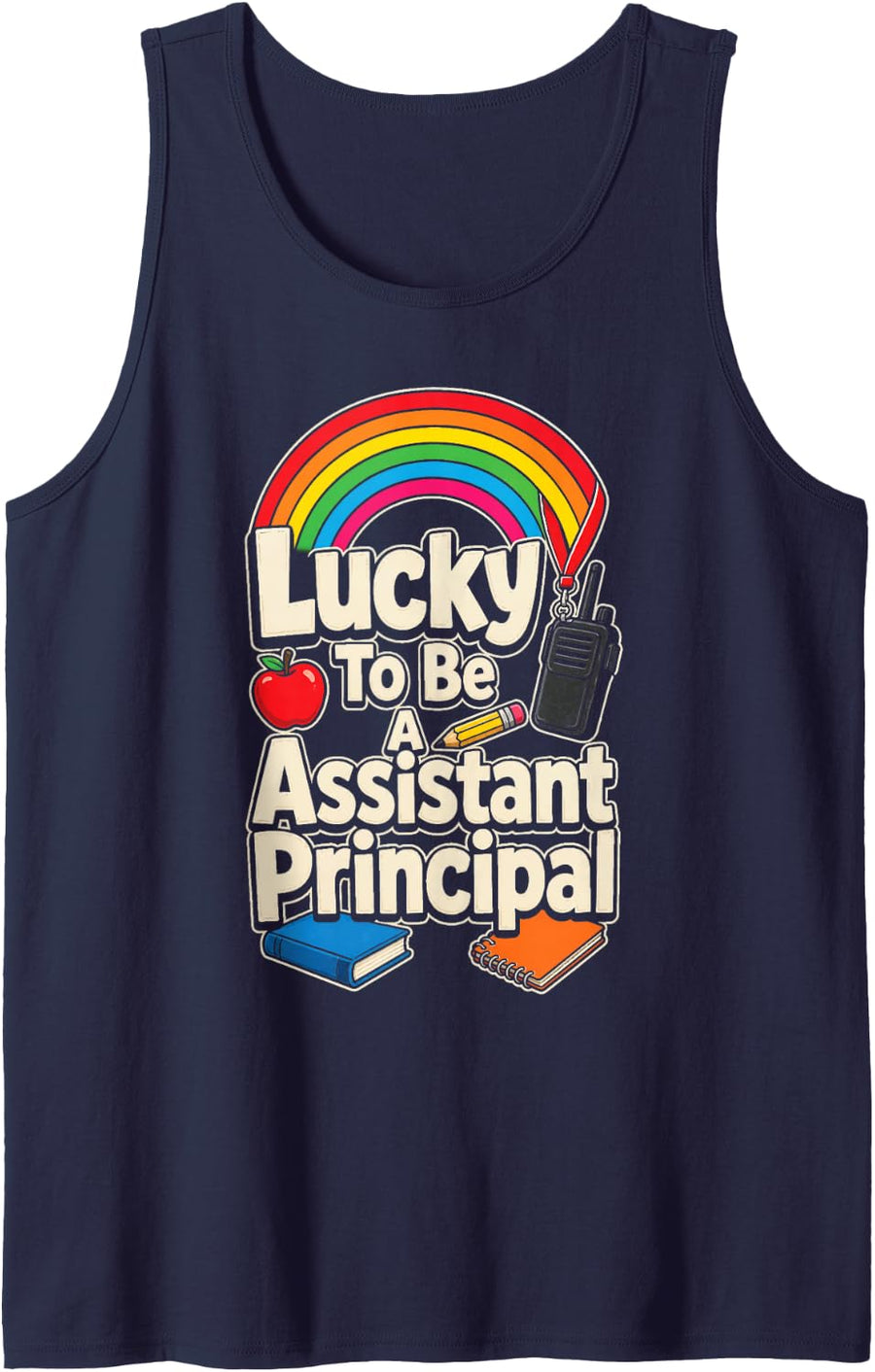 Assistant Principal St Patricks Day Lucky Elementary Gift Sleeveless Tank Top - Navy Blue