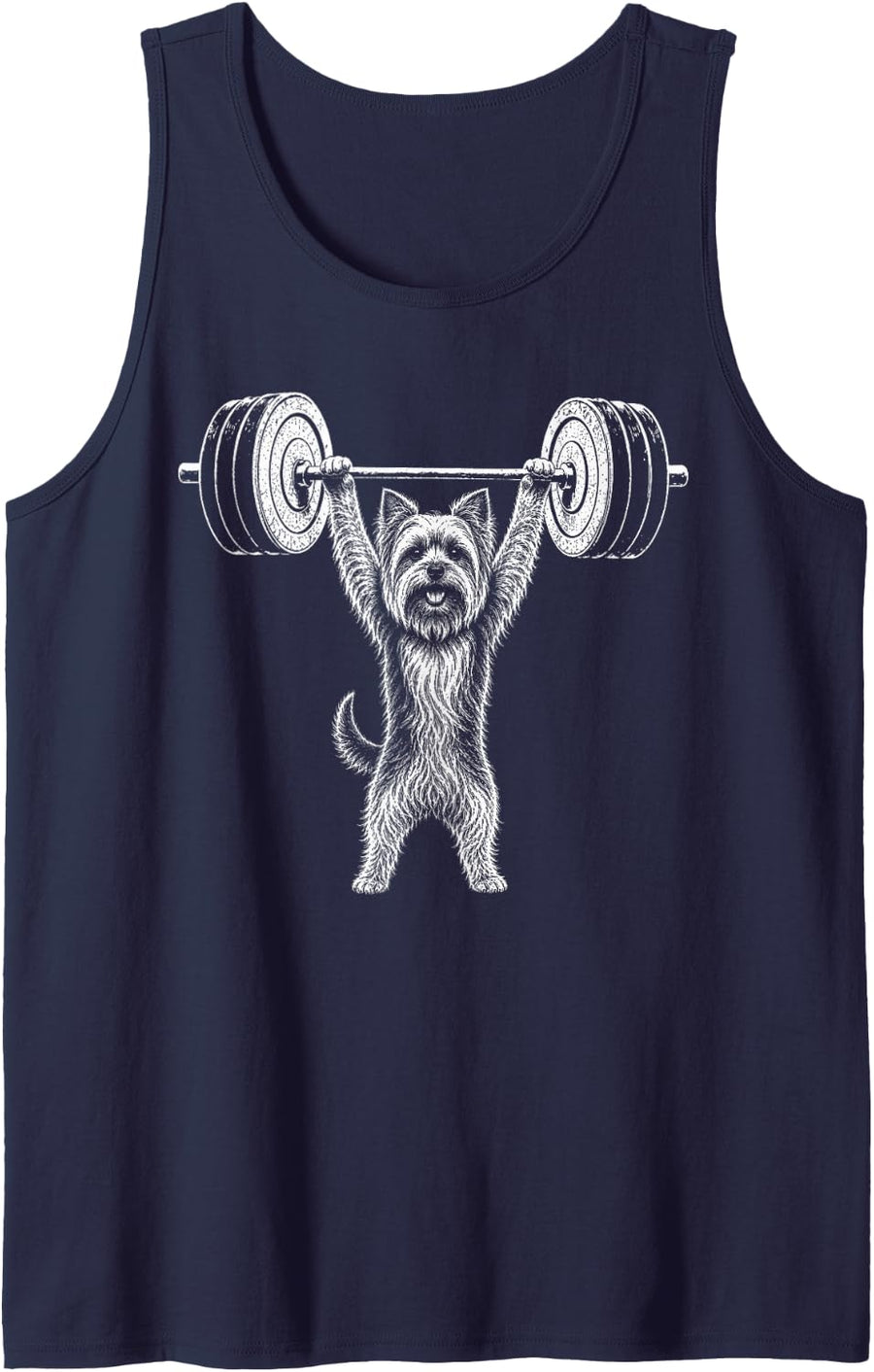 Yorkie Dog Gym Deadlift Workout Weightlifting Tank Top - Navy Blue