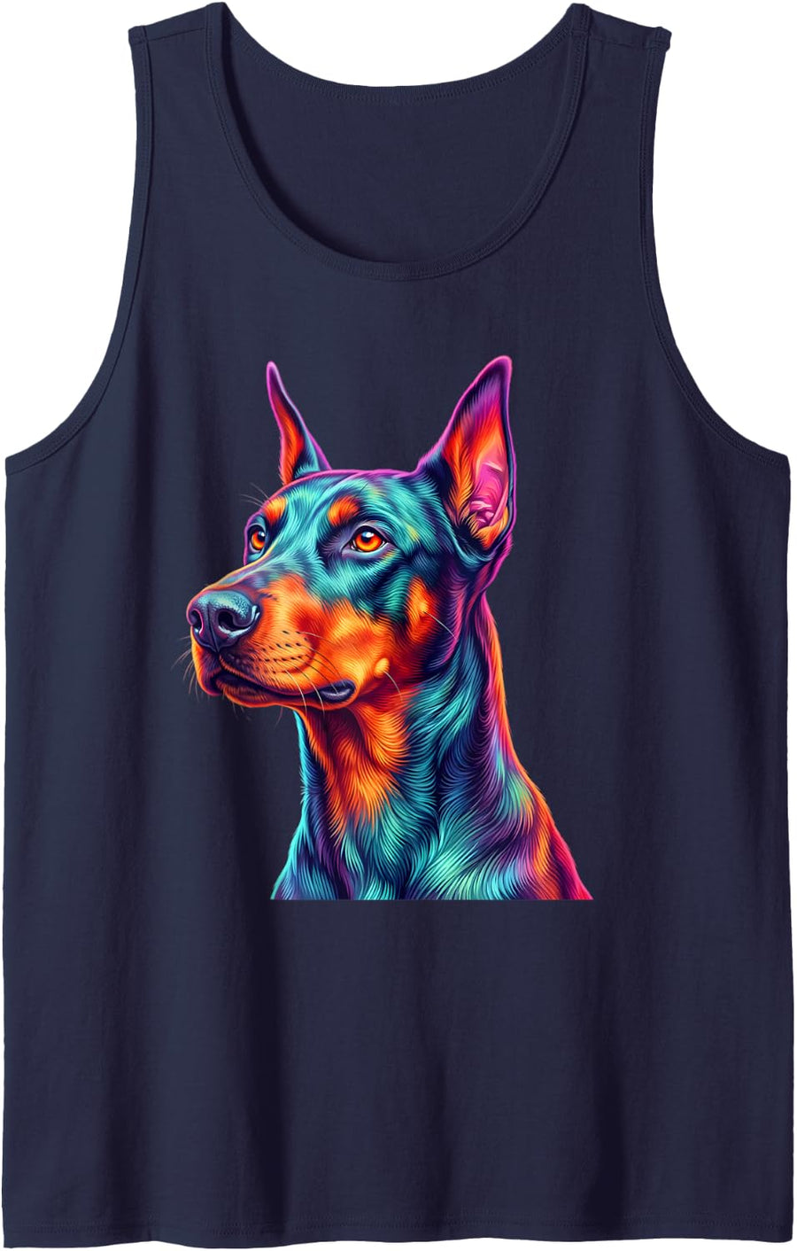 Doberman Pinscher Dog Lover Colorful Canine Sleeveless Tank Top - Navy Blue