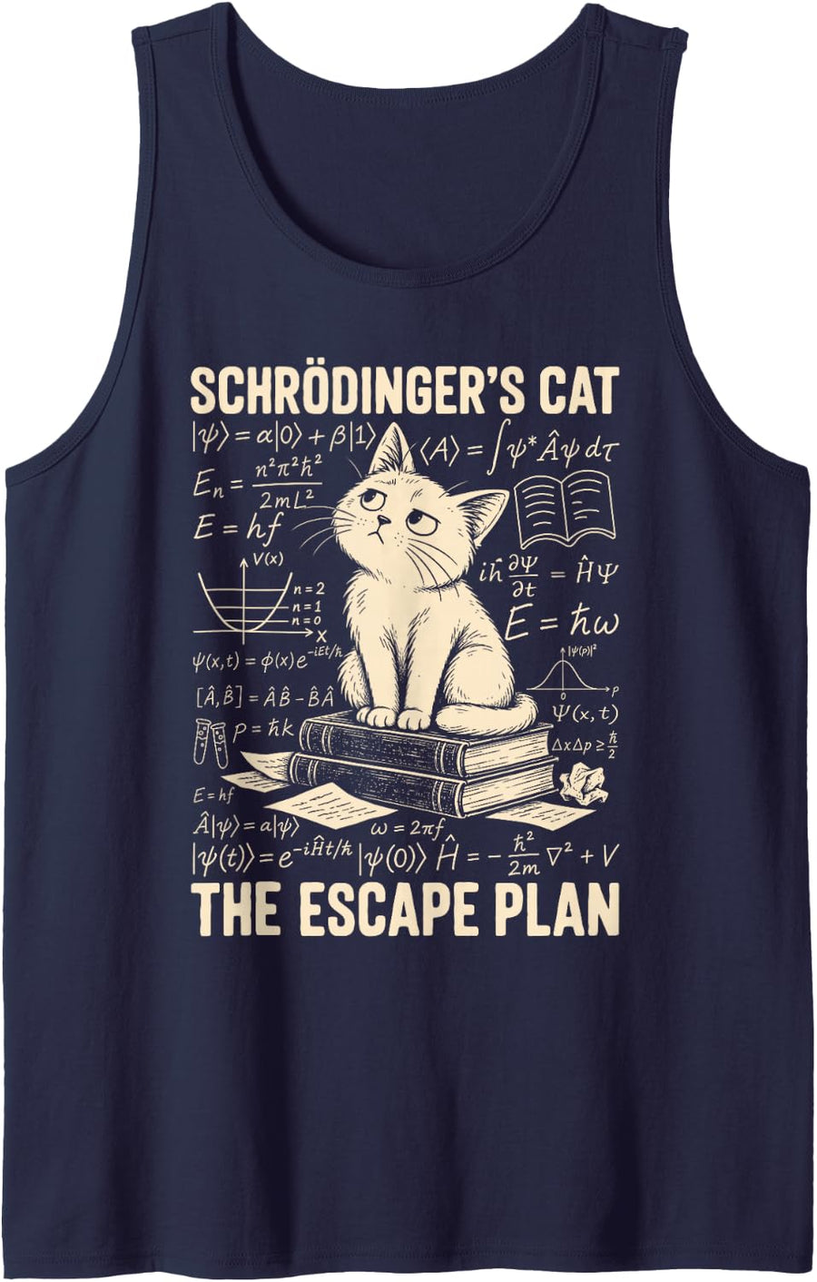 Schrödinger's Cat The Escape Plan Quantum Physics Sleeveless Tank Top - Navy Blue
