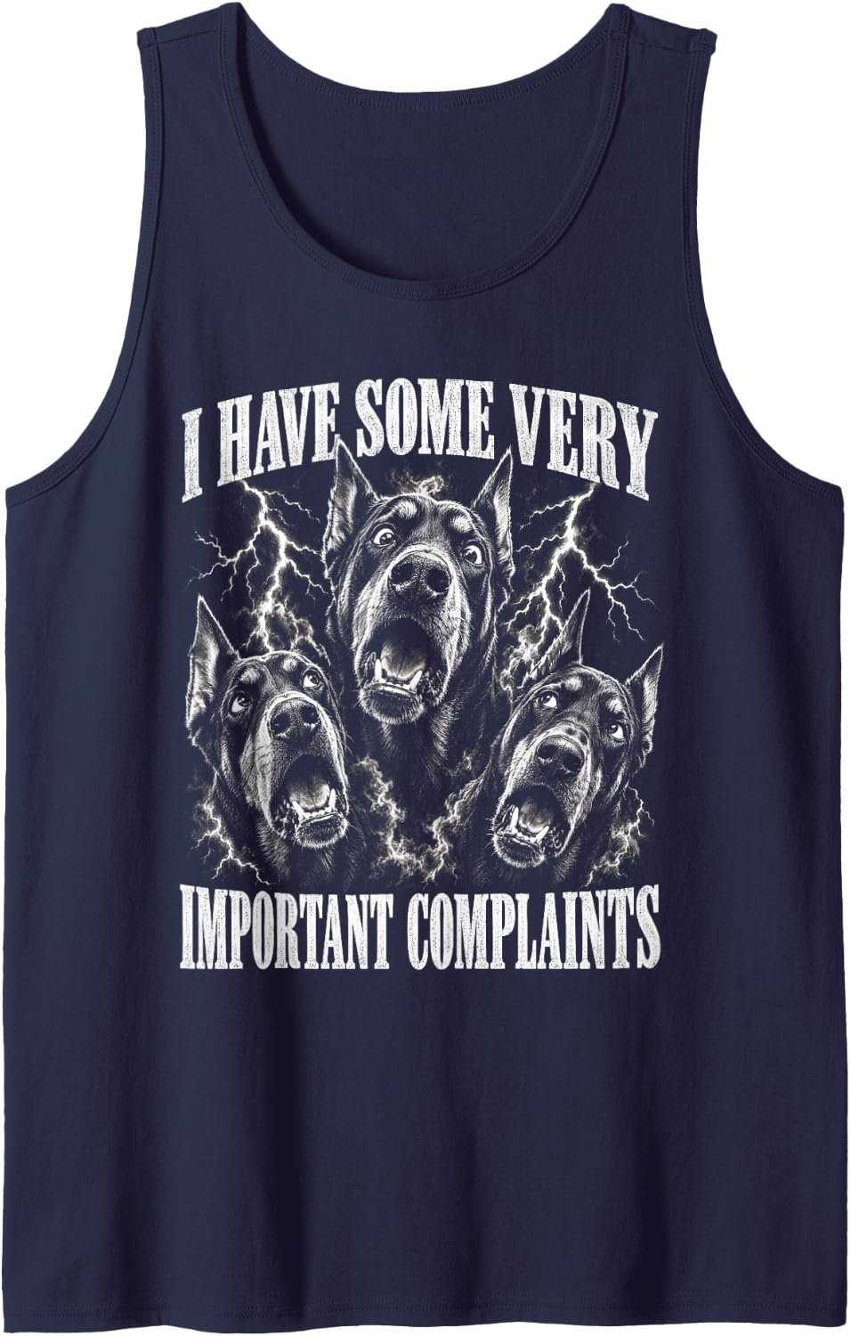 I Have Some Very Important Complaints Doberman Dog Sleeveless Tank Top - Navy Blue