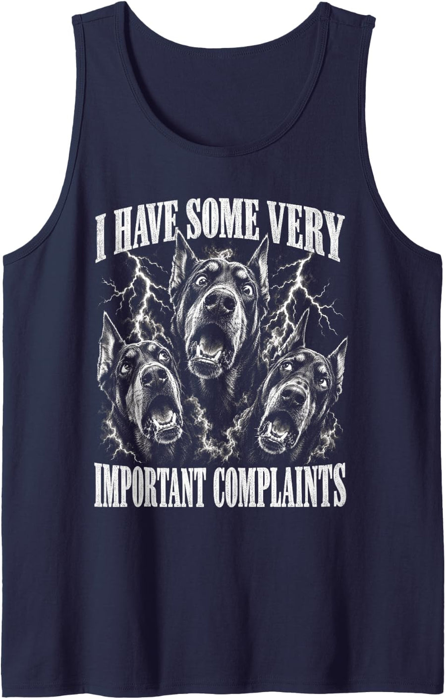 I Have Some Very Important Complaints Doberman Dog Sleeveless Tank Top - Navy Blue