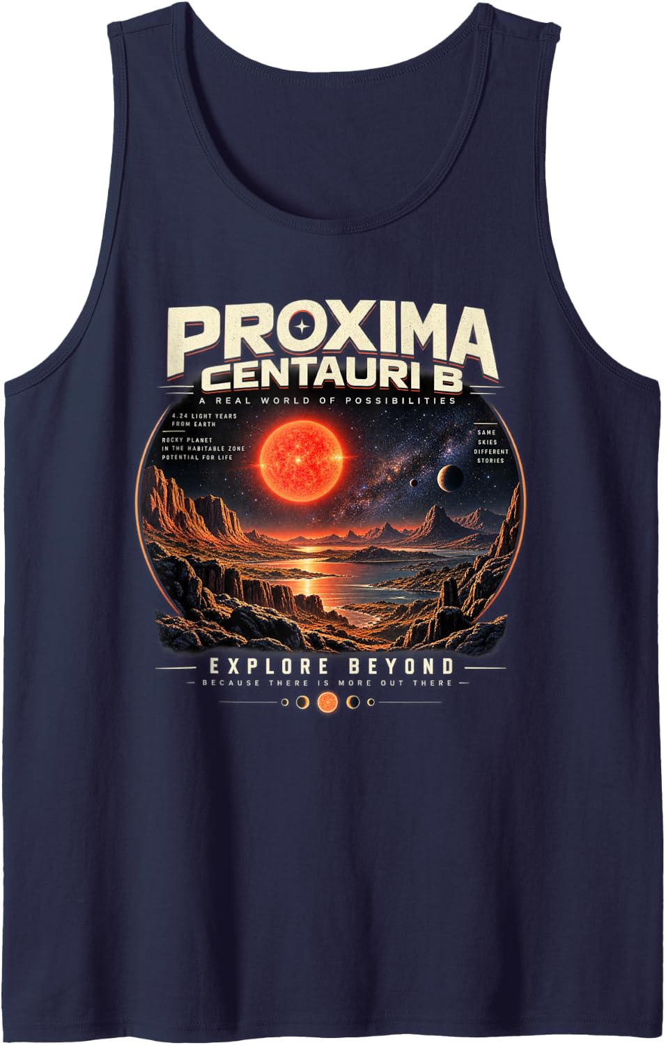 Proxima Centauri B Exoplanet Astronomy Habitable Zone Sleeveless Tank Top - Navy Blue