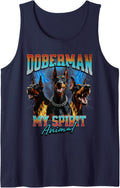 Doberman Bootleg Doberman 90s Doberman Rap Dog Graphic Sleeveless Tank Top - Navy Blue