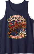 Doberman Pinscher Christmas Vintage Sleigh Dog Family Humor Sleeveless Tank Top - Navy Blue