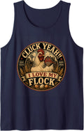 Cluck Yeah I Love My Flock Funny Chicken Farm Poultry Humor Tank Top - Navy Blue