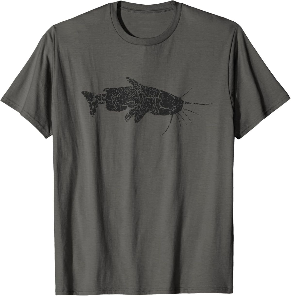 Catfish Distressed Print - Vintage Catfish T-Shirt - Asphalt Grey