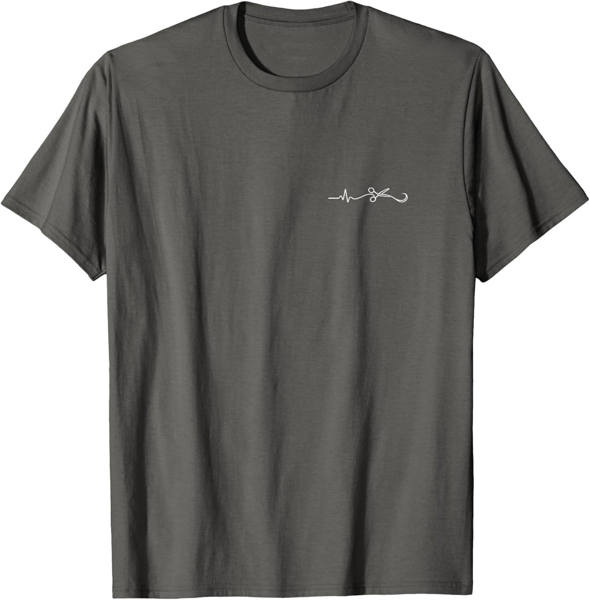Hairdresser Heartbeat Minimalist Hairstylist Design T-Shirt - Asphalt Grey