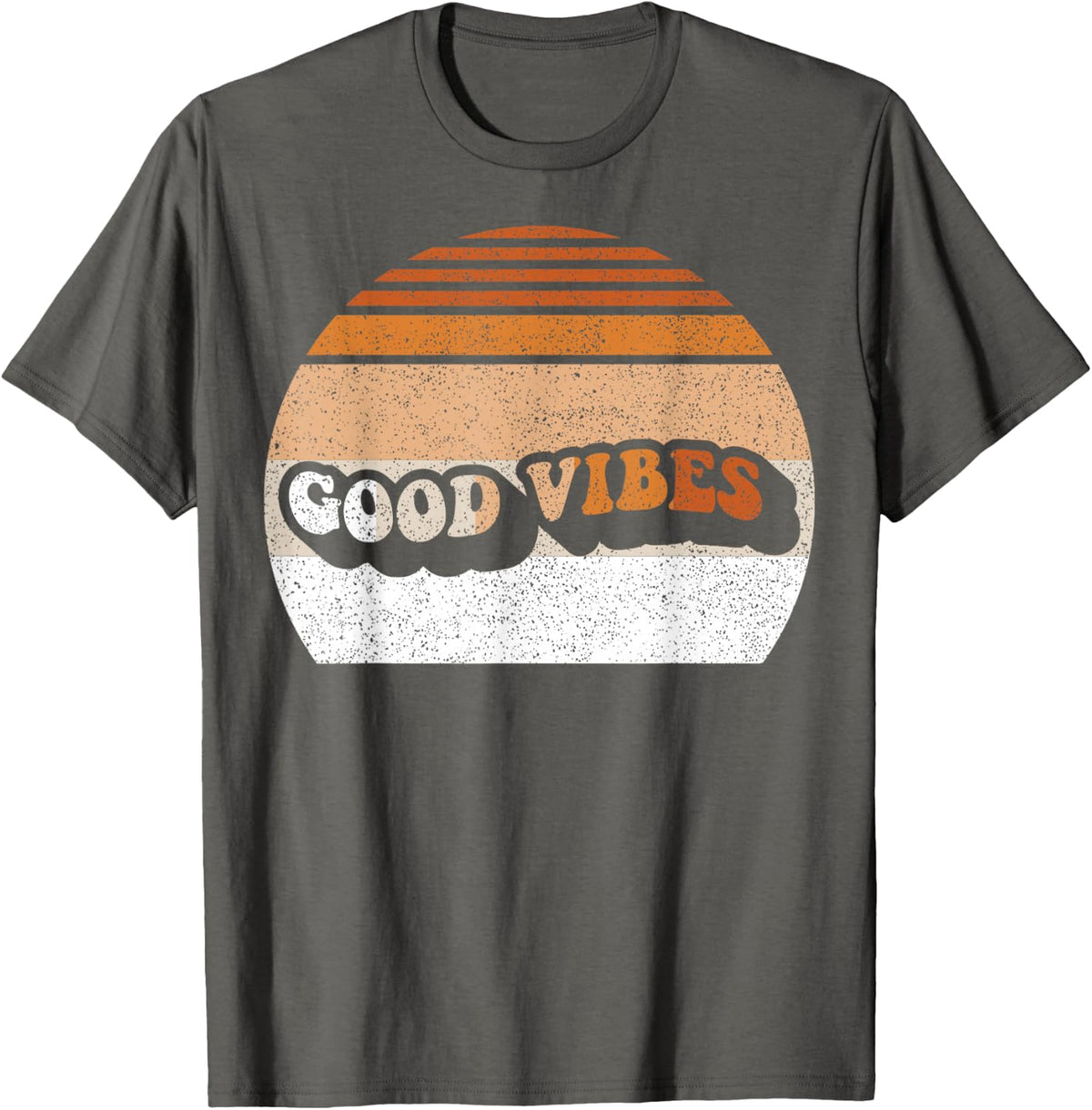 Good Vibes Retro 70s Vintage Groovy Sunset Graphic T-Shirt - Asphalt Grey