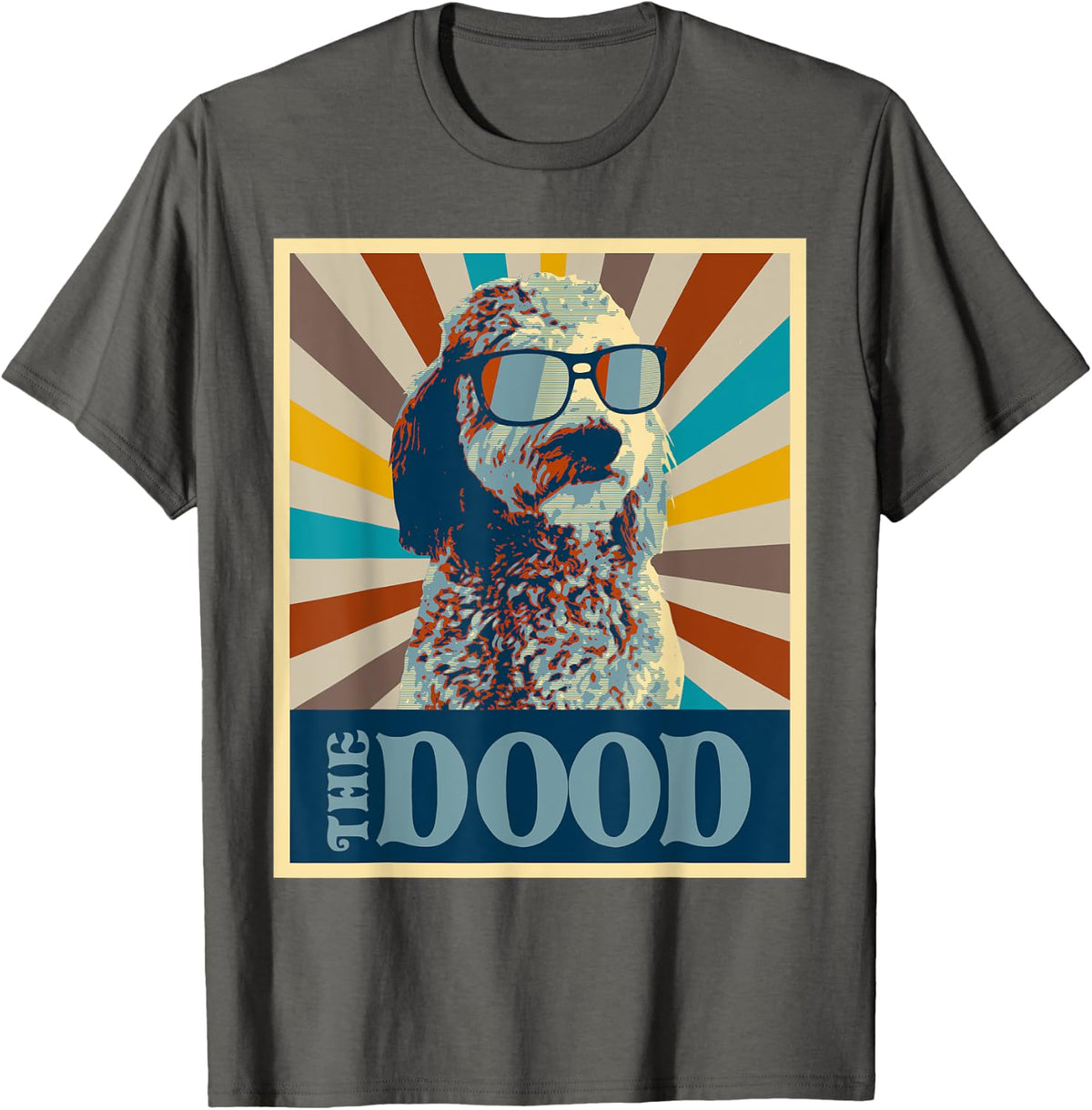 The Dood Retro Goldendoodle - Doodle Mom and Dood Dad T-Shirt - Asphalt Grey