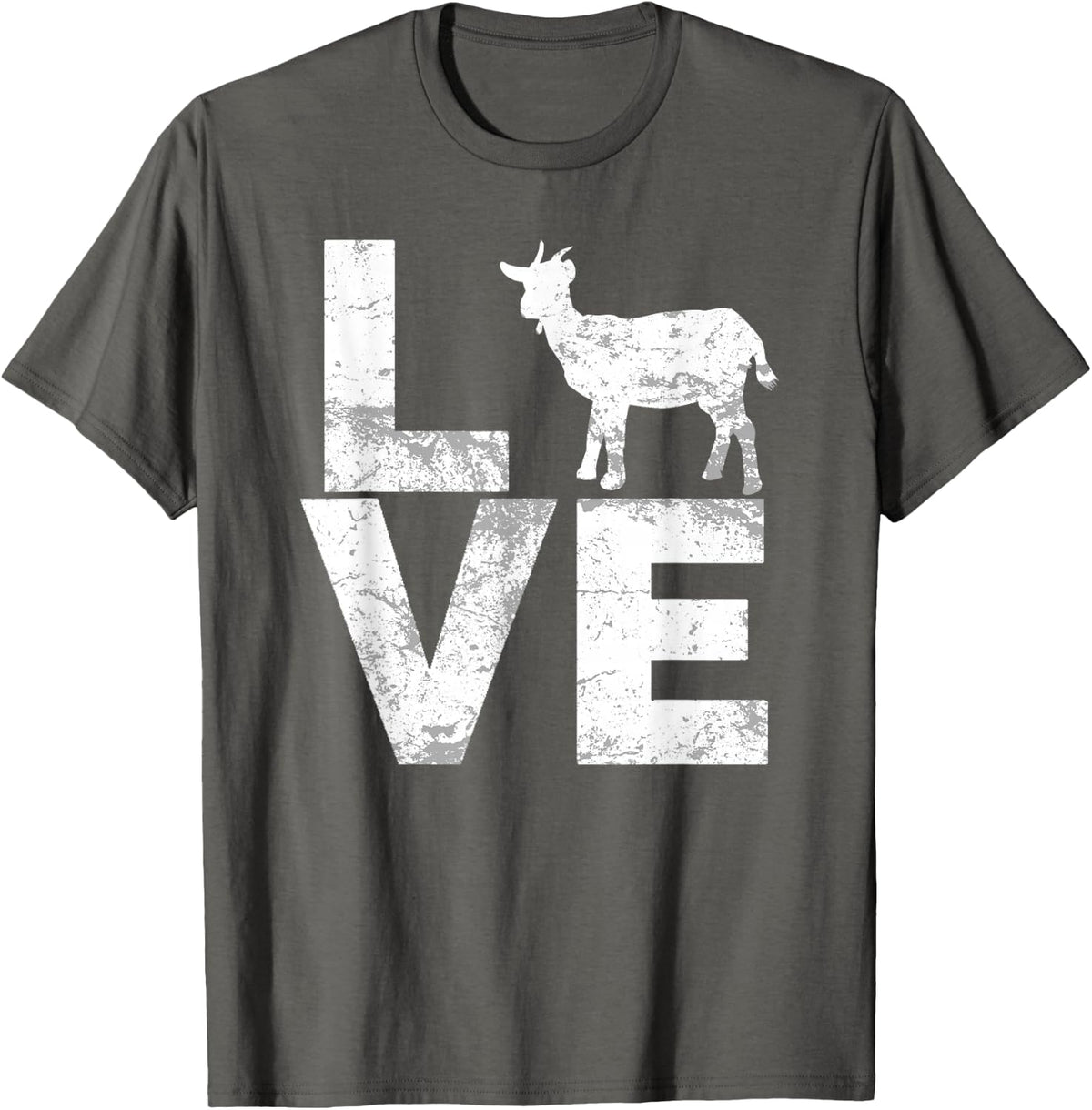 I Love Goats Vintage Look T-Shirt - Asphalt Grey