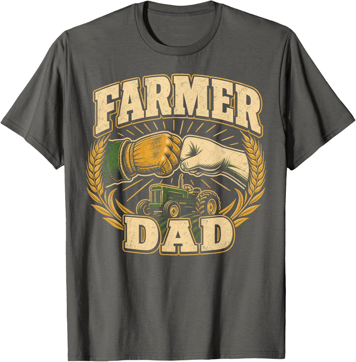 Farmer Dad Tractor Father Farming T-Shirt - Asphalt Grey