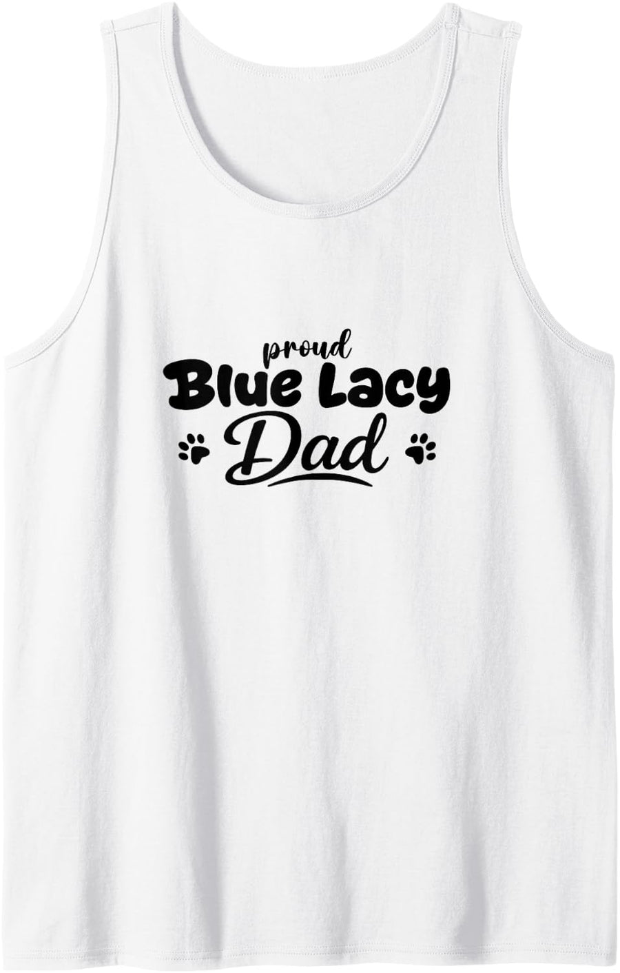 Men's Blue Lacy Proud Dog Dad Paw Tank Top - White