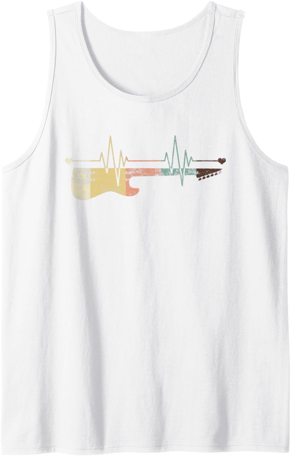 Rock Heartbeat Rock and Roll Music Guitar Tank Top - White