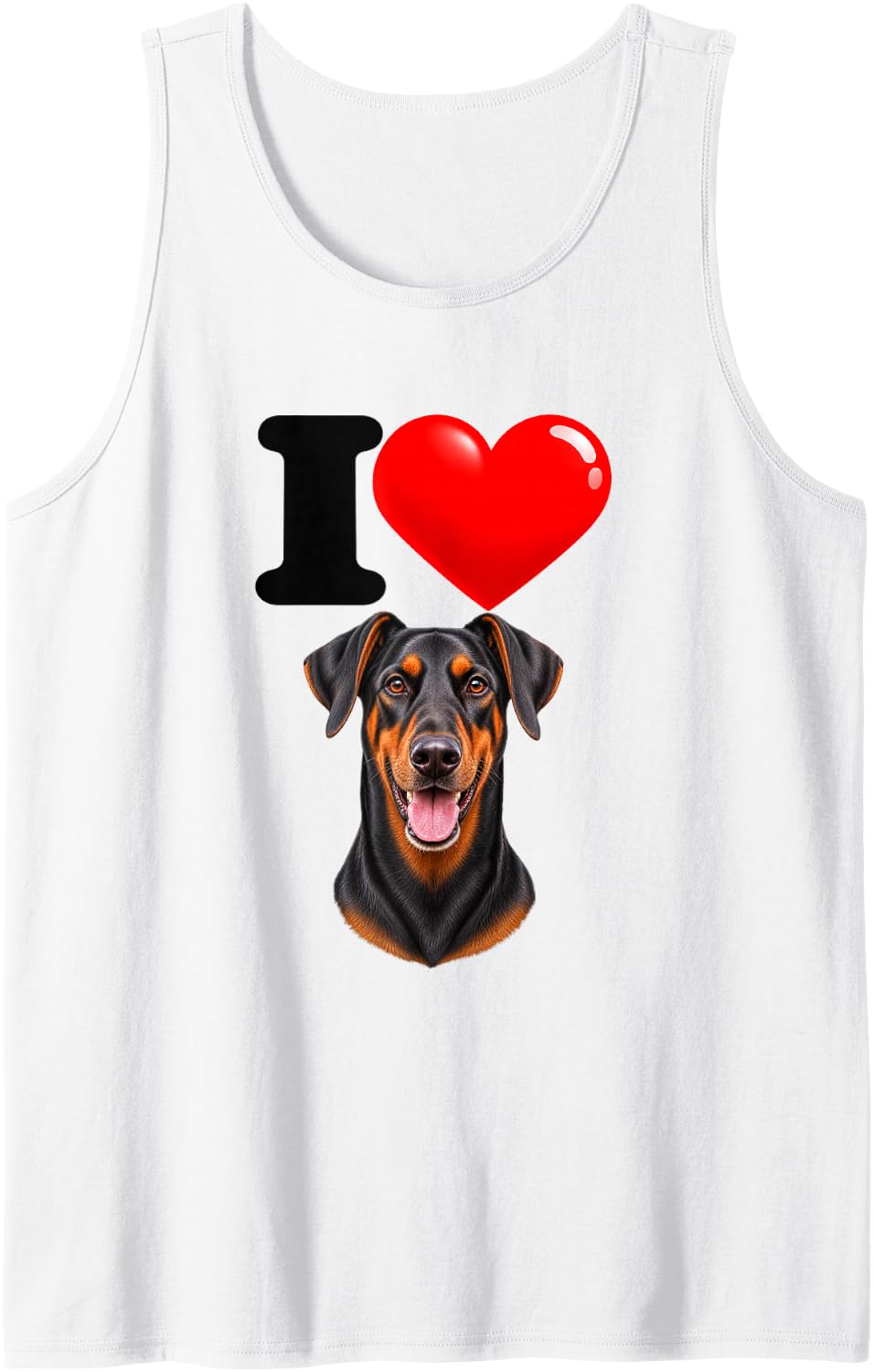 I Love Doberman Pinscher Cute Dog Mom Dad Sleeveless Tank Top - White