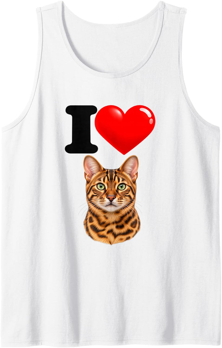 I Love Bengal Cute Cat Mom Dad Sleeveless Tank Top - White