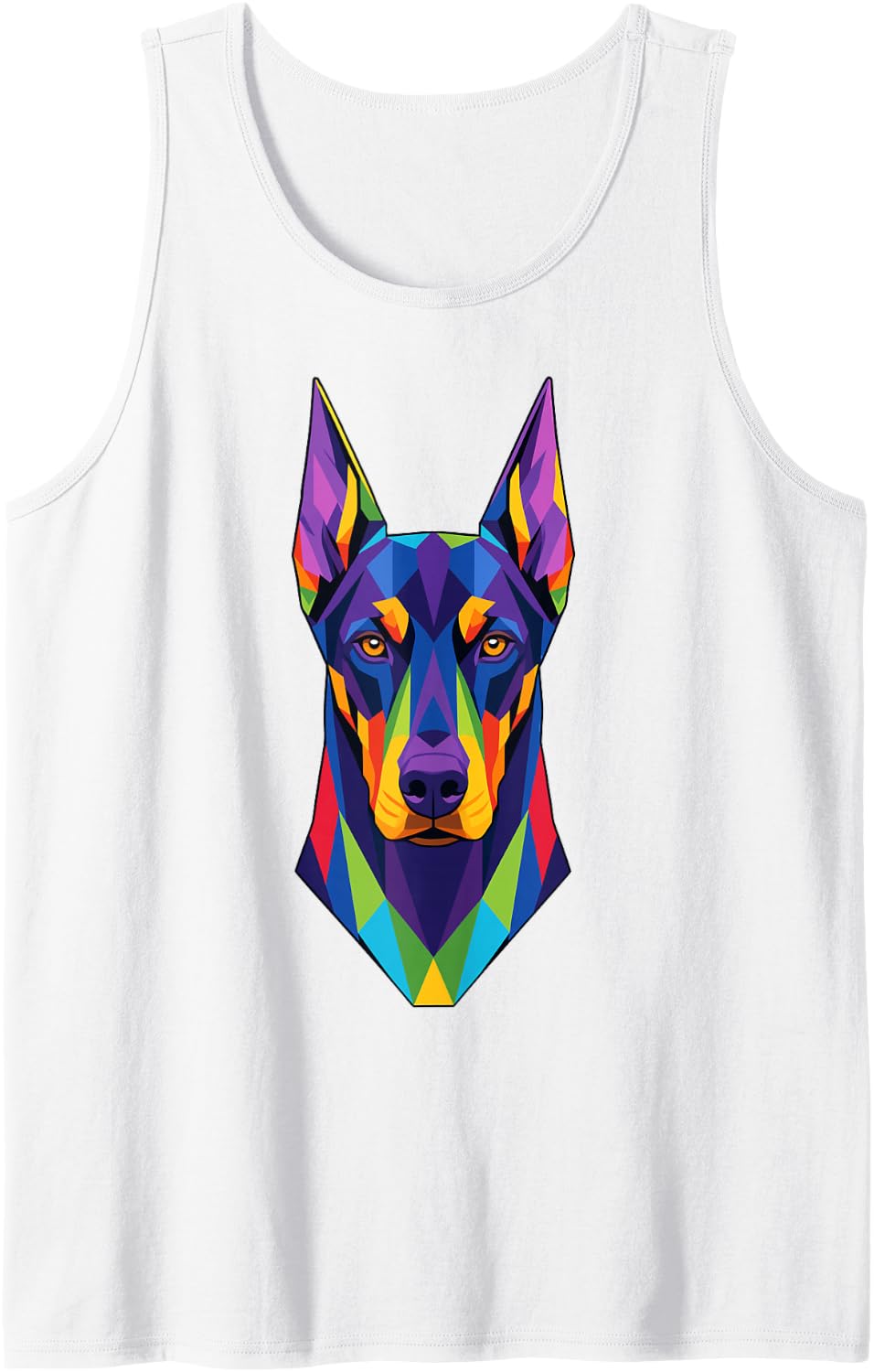 Graphic Doberman Geometric Doberman Art Sleeveless Tank Top - White