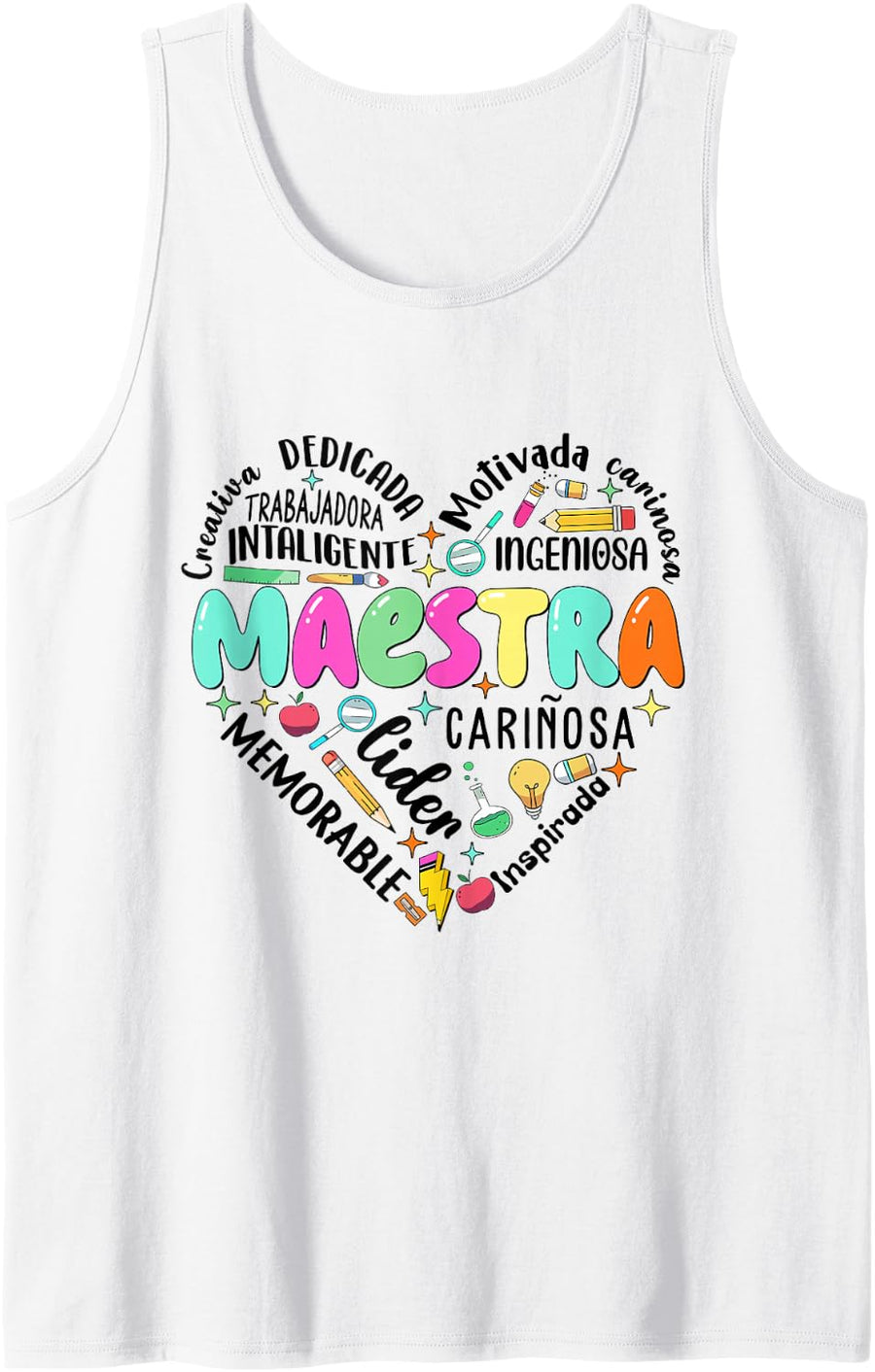 Vintage Maestra Spanish Teacher Retro Pencil Women Sleeveless Tank Top - White