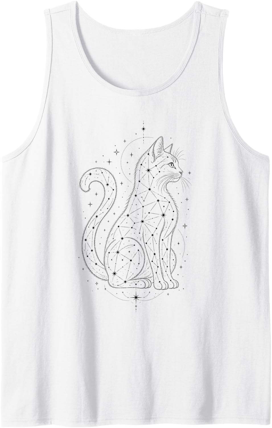 Celestial Cat Constellation Starry Night Feline Lover Tank Top - White