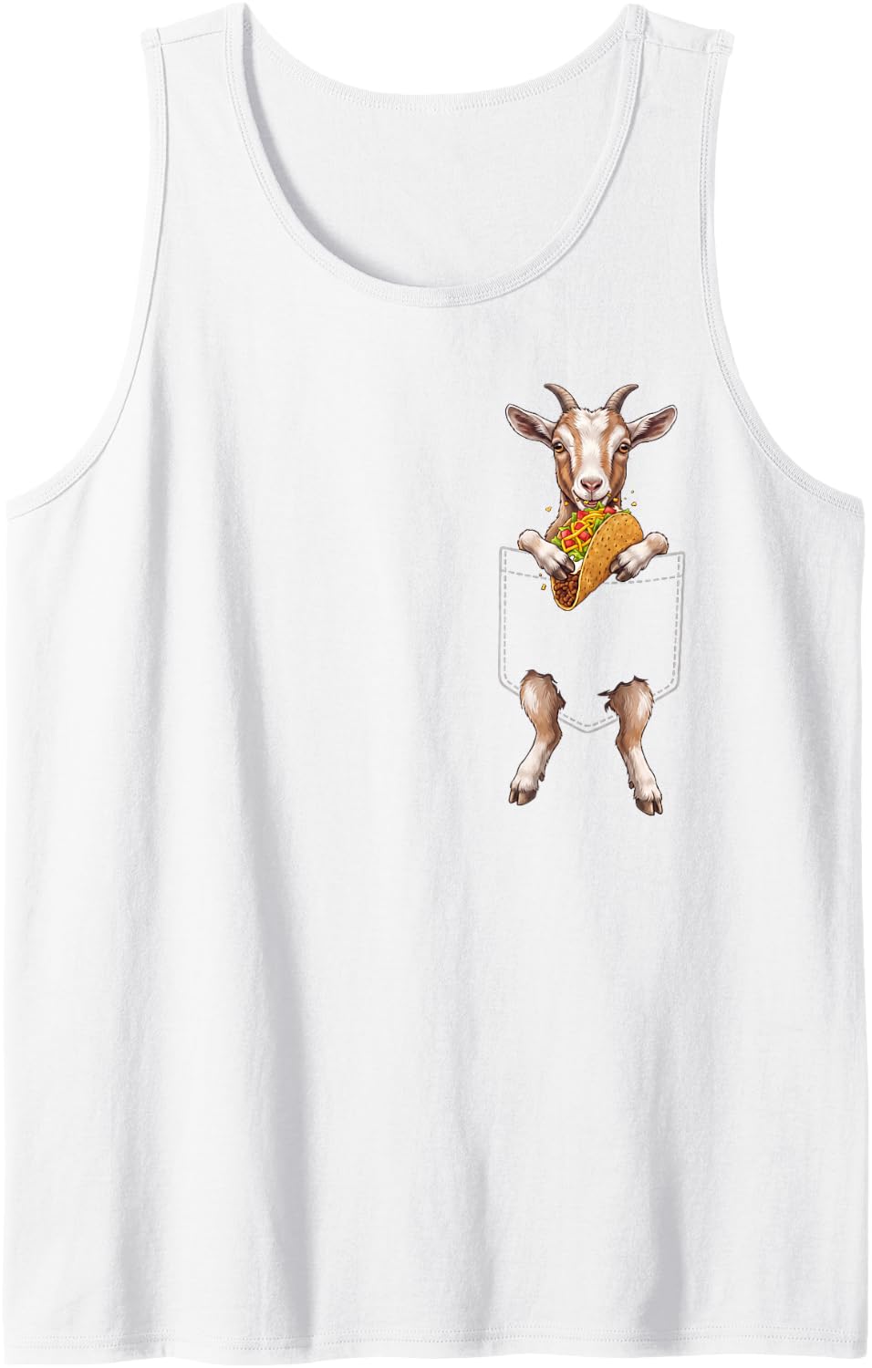 Goat Pocket Taco Mexican Food Lover Men Women Kids Sleeveless Tank Top - White