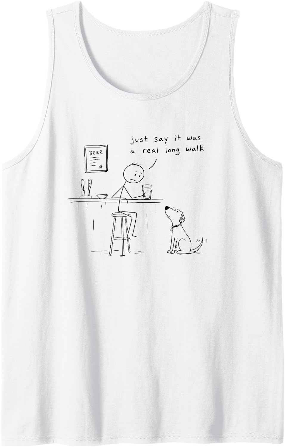 Funny Dog Walking Tank Top - White