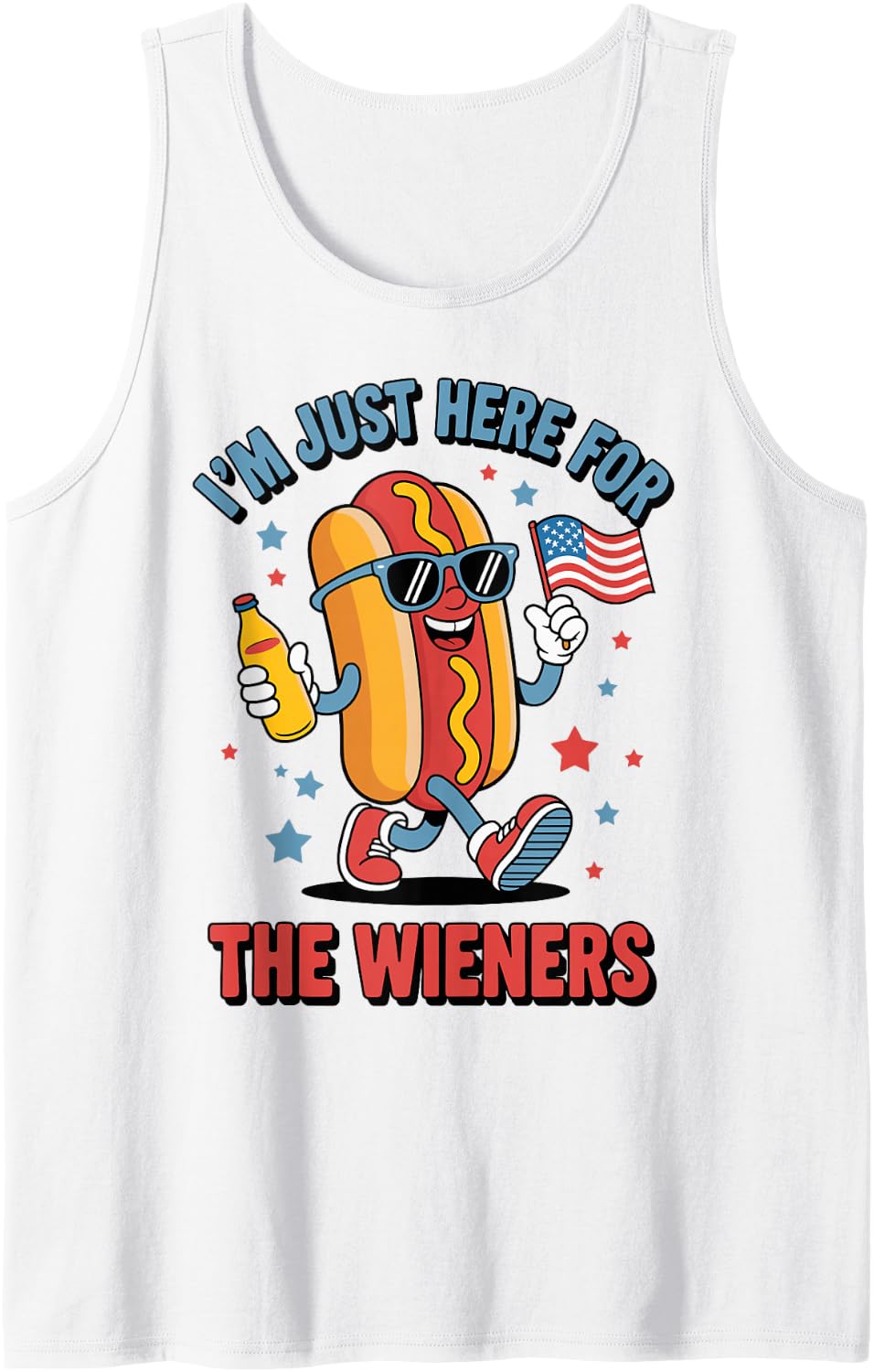 I'm Just Here For The Wieners Funny HotDog Tee For Men Women Tank Top - White