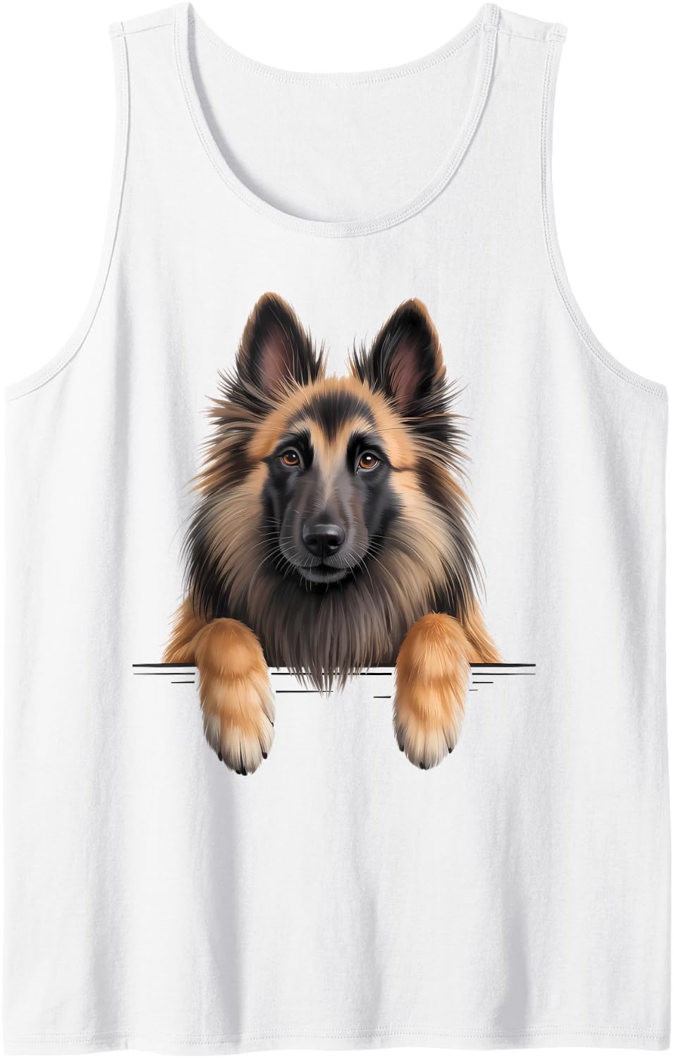 Belgian Tervuren Cute Peeking Terv Dog Lover Sleeveless Tank Top - White
