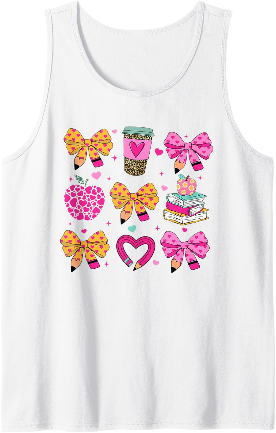 Teacher Valentine Heart Coquette Valentines Day Sleeveless Tank Top - White