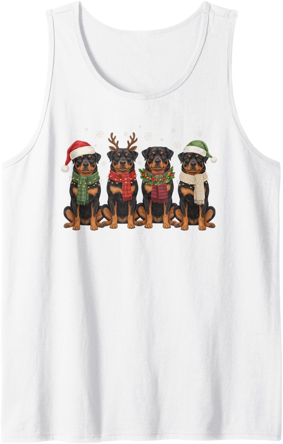 Funny Rottweiler Christmas Friends Scarves Dog Mom Dad Lover Sleeveless Tank Top - White