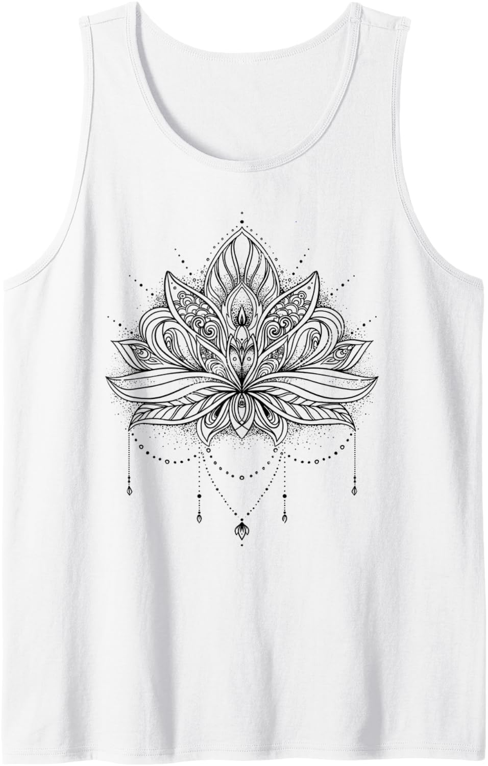 Sacred Geometry Meditation Positivity Love Mandala Lotus Tank Top - White