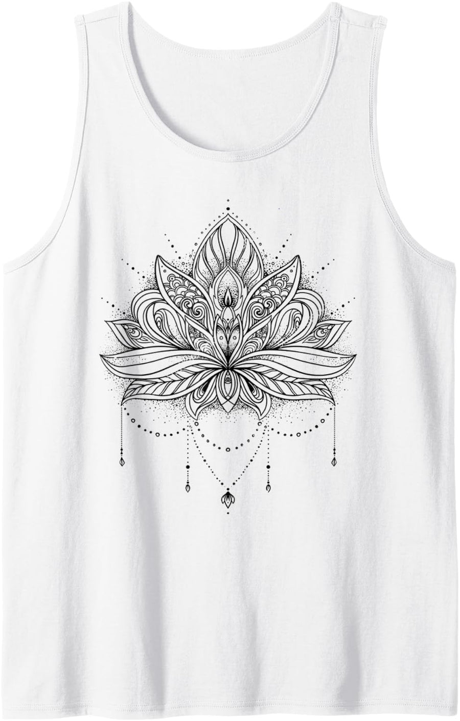 Sacred Geometry Meditation Positivity Love Mandala Lotus Tank Top - White