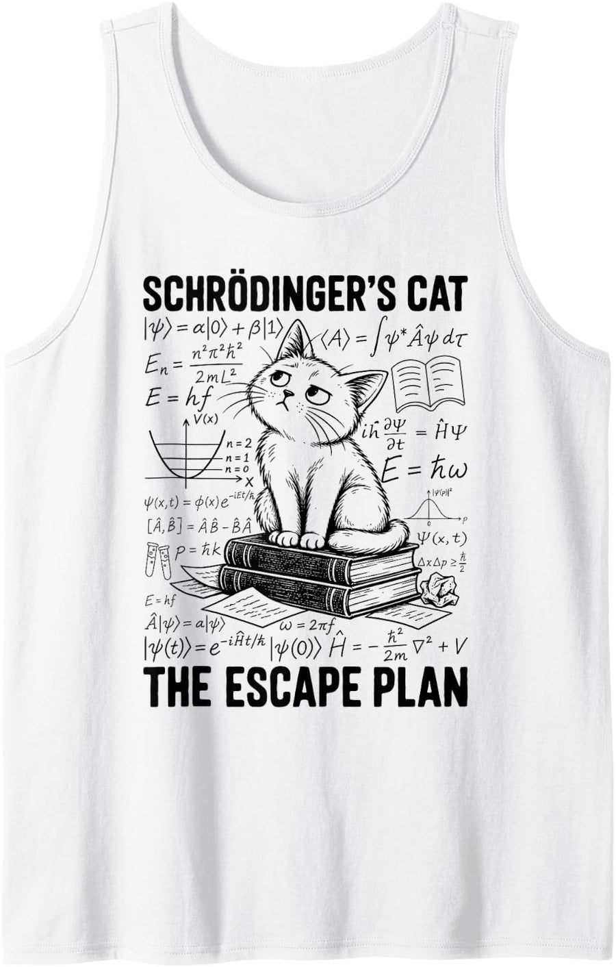 Schrodingers Cat The Escape Plan Science Sleeveless Tank Top - White