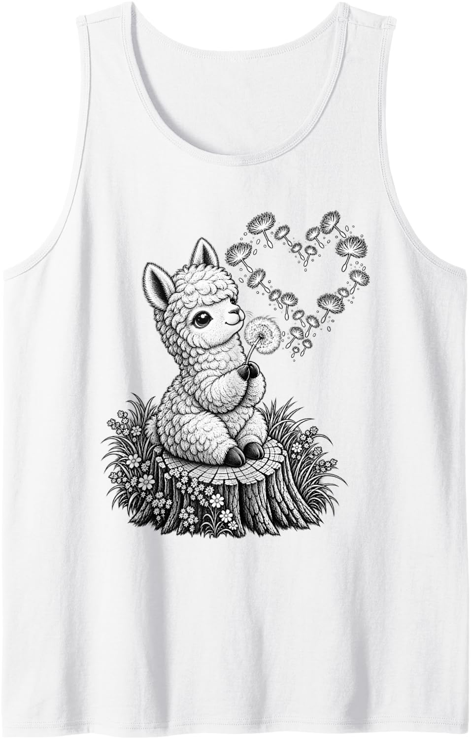 Alpaca Animal Art Portrait Wildlife Forest Alpaca Lover Sleeveless Tank Top - White