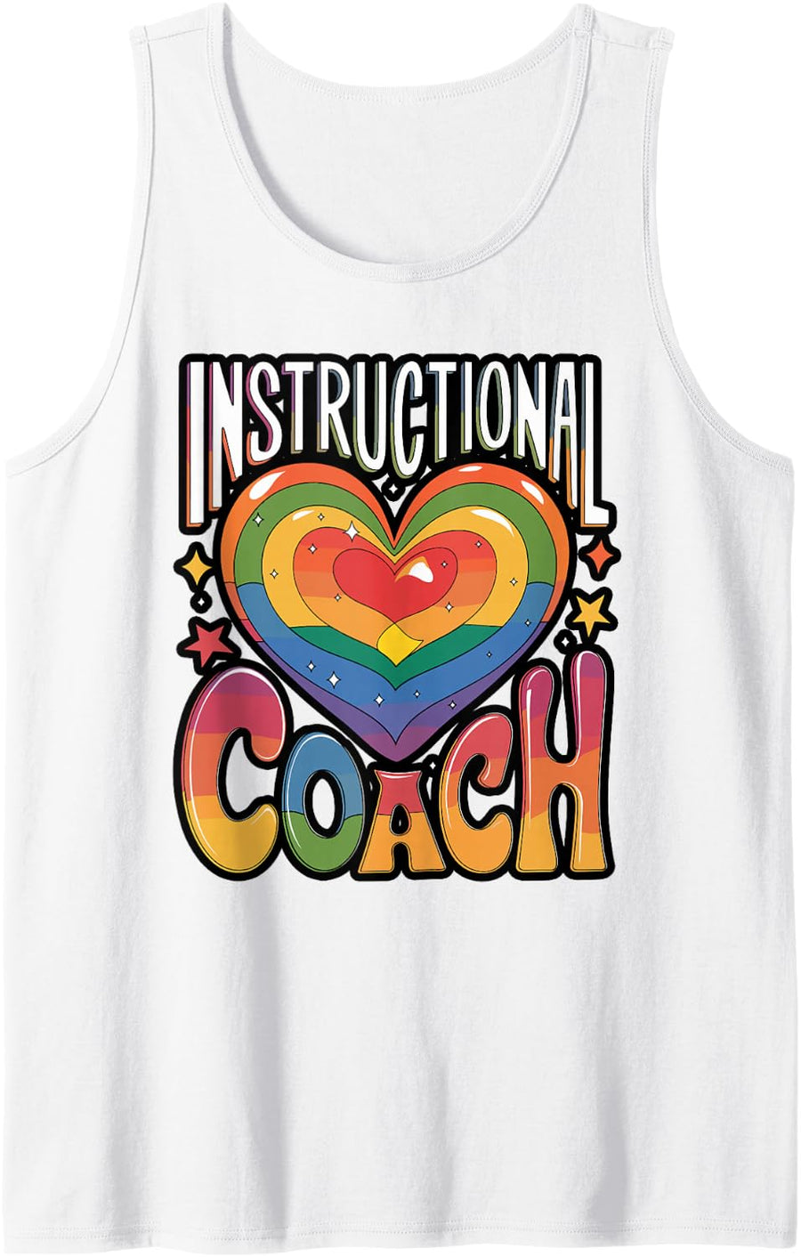 Instructional Coach Heart Word Art Tank Top - White