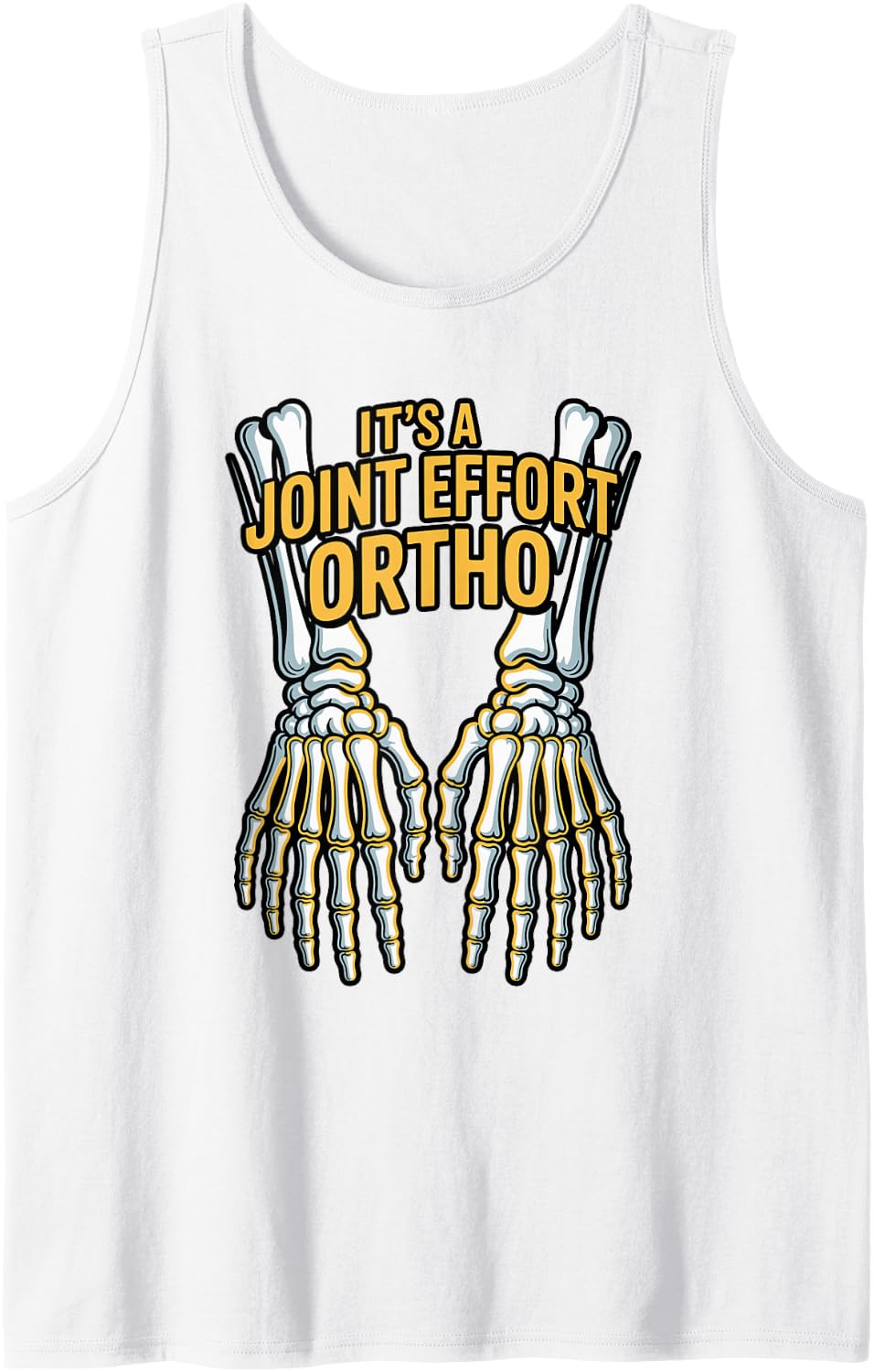It’s a Joint Effort Ortho Skeleton Hands Sleeveless Tank Top - White