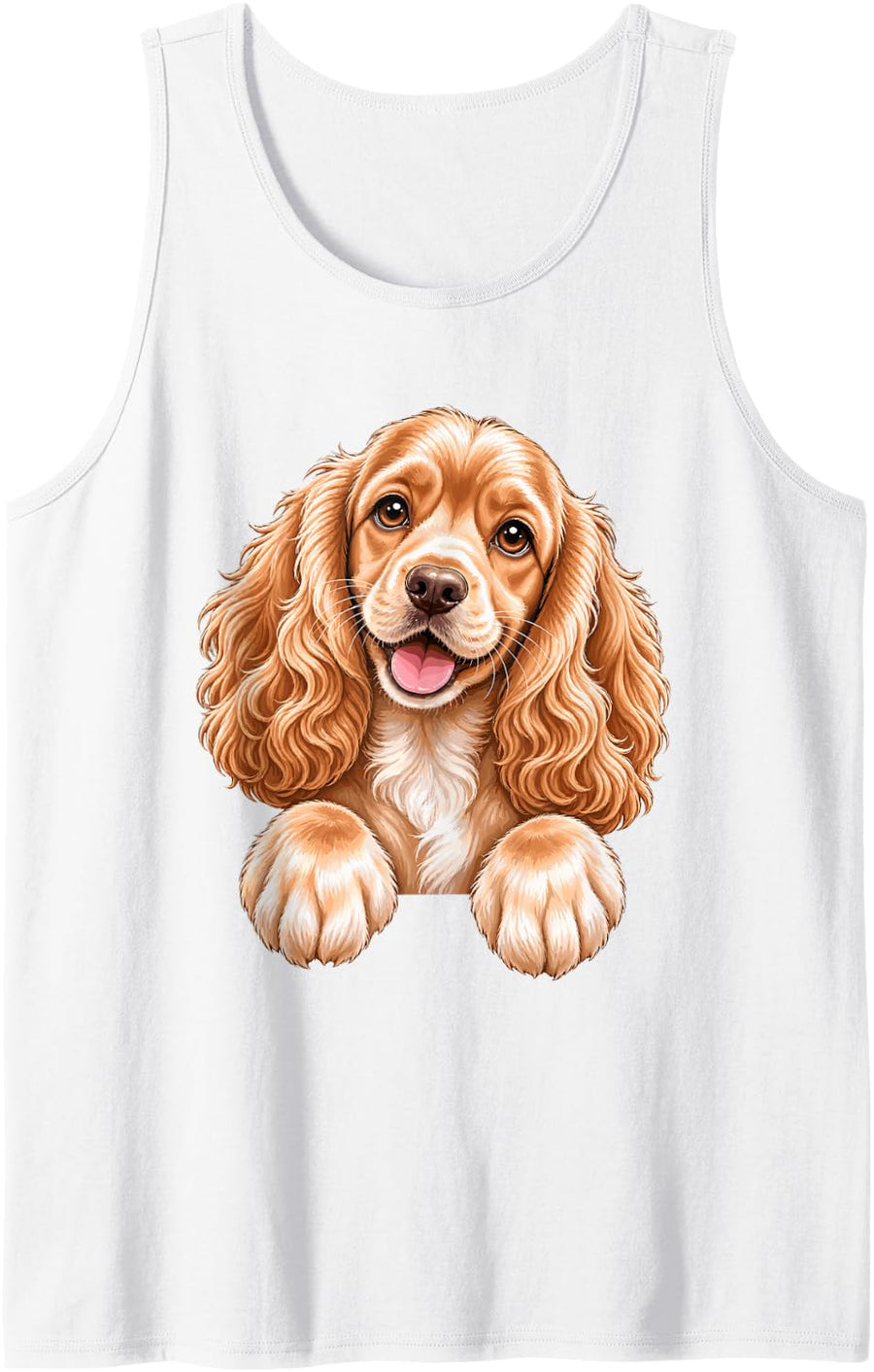 Cute Cocker Spaniel Puppy Peeking Portrait Sleeveless Tank Top - White