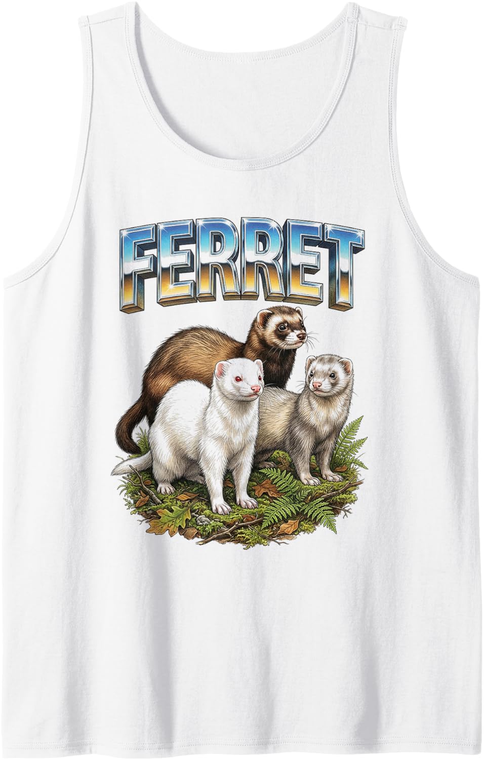 Ferret Vintage 70s 90s Retro Ferret Animal Lover Ferret Tank Top - White