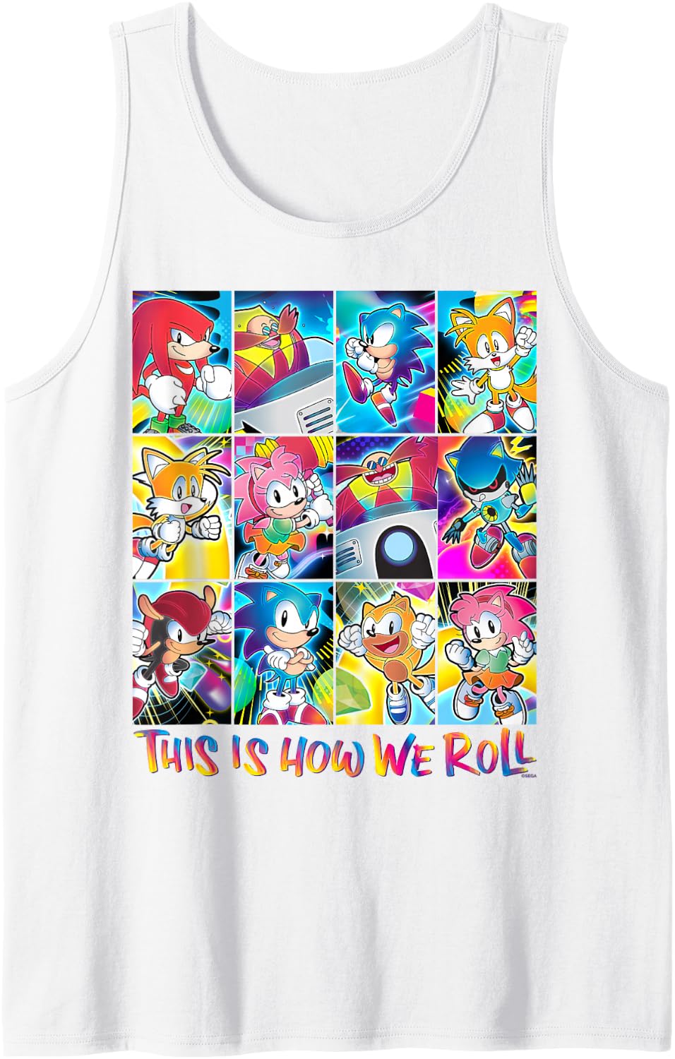 Sonic the Hedgehog This is How We Roll Panel Grid Tank Top - White